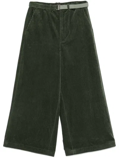 Sacai Corduroy Trousers In Green