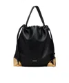 Sacai Corner Metal Drawstring Shoulder Bag In Black