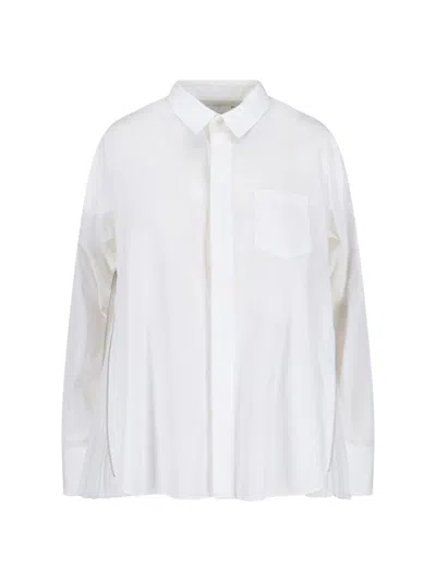 Sacai Cotton And Chiffon Shirt In White