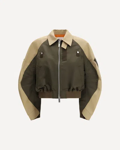 Sacai Cotton And Nylon Bomber Jacke In Green