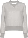 Sacai Cotton And Nylon Crewneck Sweater In Gray