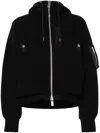 Sacai Cotton And Nylon Hoodie In Black