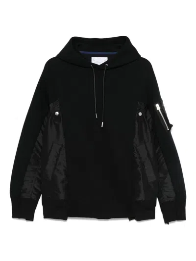 SACAI SACAI COTTON AND NYLON HOODIE