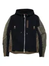 Sacai Cotton And Nylon Hoodie In Blue
