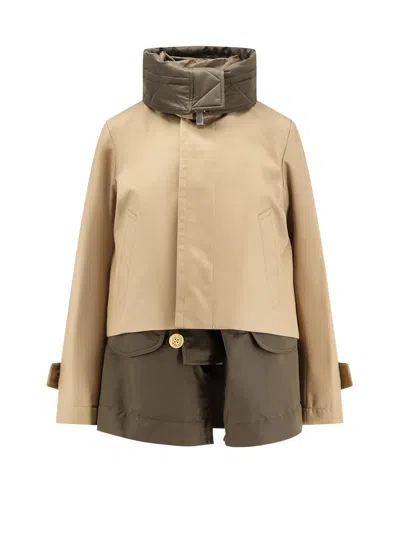 Sacai Cotton And Nylon Jacket In Neutral