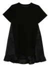 Sacai Pocket Ruffled Mini Day Dress In Black