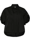 Sacai Oversized Cotton And Nylon Shirt With Zip In Black