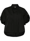 Sacai Oversized Cotton And Nylon Shirt With Zip In Black