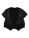 Sacai Black Nylon And Cotton Twill T-shirt In Black