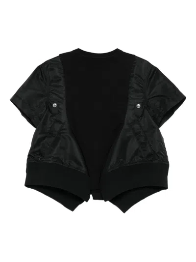 SACAI SACAI COTTON AND NYLON T-SHIRT