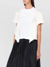 Sacai Cotton And Nylon T-shirt With Asymmetric Hem In White