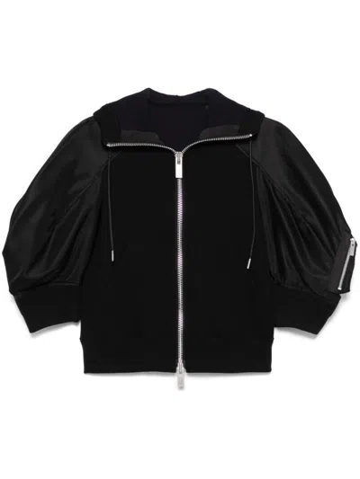 Sacai Cotton And Nylon Zipped Hoodie