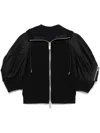 Sacai Hooded Zip-up Top With Pockets And Sleeve Pocket In Black