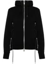 SACAI COTTON AND NYLON ZIPPED HOODIE