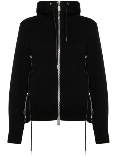 Sacai Cropped-hoodie In Black