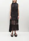 Sacai Pleated Panelled Midi Skirt In Black 001