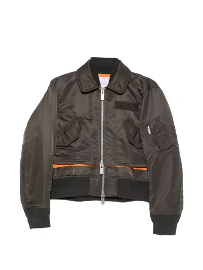 Sacai Cotton Blend Blouson Jacket In Green
