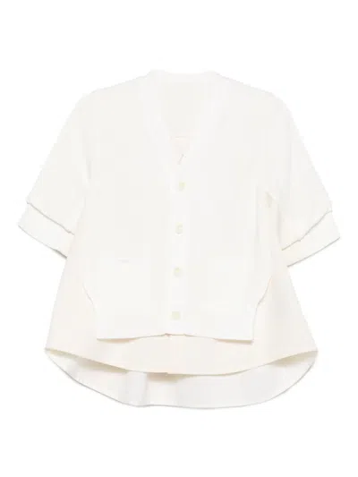 Sacai Cotton Blend Cardigan In White