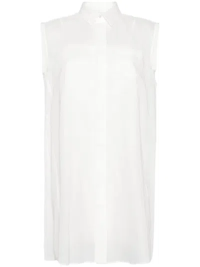 Sacai Cotton Blend Chemisier Dress In White