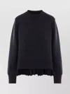 Sacai Cotton Blend Crew Neck Pullover With Pleated Back In Black