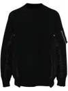 Sacai Cotton And Nylon Crewneck Sweater In Black