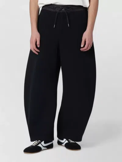 Sacai Cotton Blend Curved Leg Tailored Trousers In Black