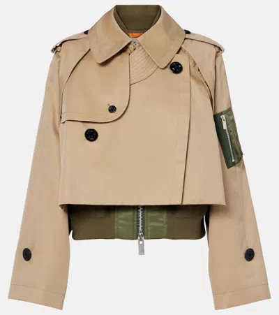 Sacai Cotton-blend Gabardine And Twill Jacket In Brown