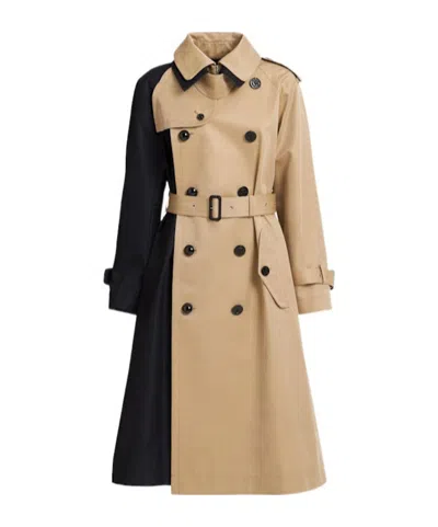 Sacai Cotton Blend Gabardine Long Trench Coat In Multi