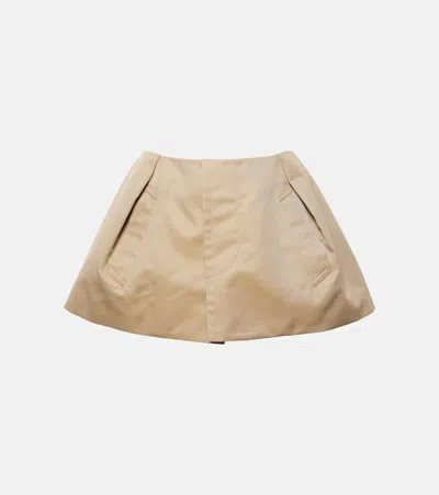 Sacai Cotton-blend Gabardine Shorts In Beige