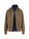 Sacai Hooded Panelled Cotton Sweater In Brown