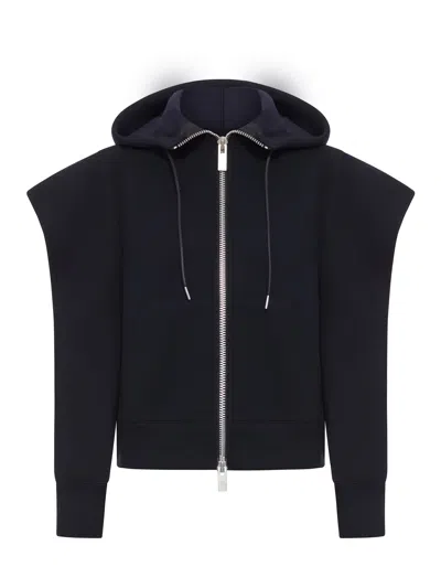 Sacai Cotton Blend Hoodie In Brown