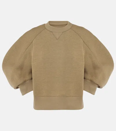 Sacai Cotton-blend Jersey Top In Brown