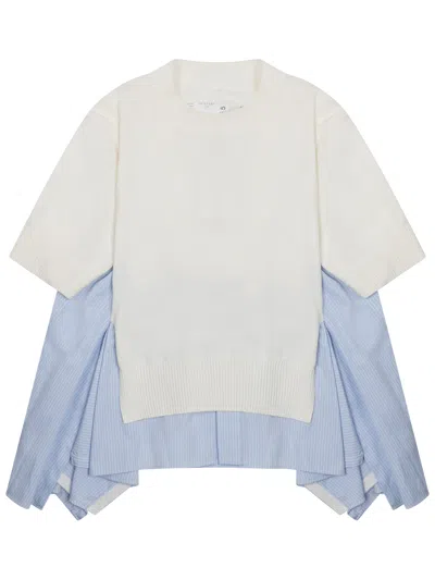 Sacai Cotton Blend Jersey In White