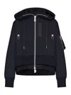 Sacai Cotton Blend Padded Hoodie In Black