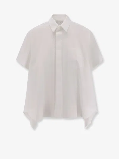 Sacai Cotton Blend Poplin Shirt In White
