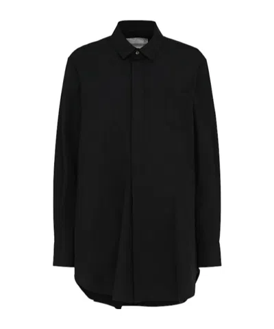 Sacai Cotton Blend Shirt In Black