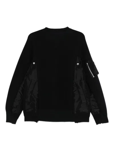 Sacai Cotton Blend Sweater In Black