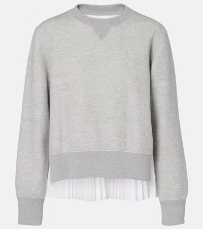 Sacai Cotton-blend Sweatshirt In Gray