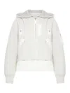 Sacai Cotton Blend Sweatshirt With Hood And Big Pockets In White