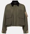 Sacai Hybrid Cargo Pocket Contrast Collar Utility Jacket In Green