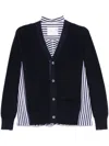 Sacai Knit Cardigan With V-neck And Striped Pattern