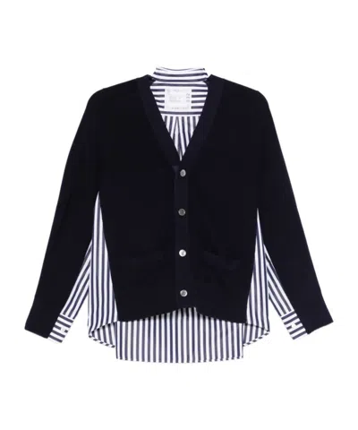 Sacai Cotton Cardigan In Black
