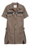 Sacai Cotton Cargo Dress In Taupe