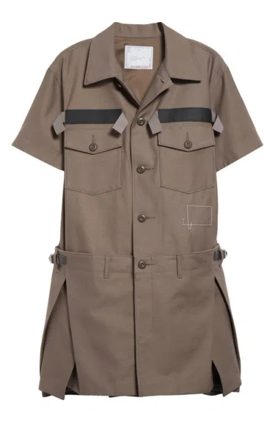 Sacai Cotton Cargo Dress In Taupe