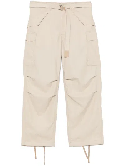 Sacai Cotton Cargo Trousers In Beige
