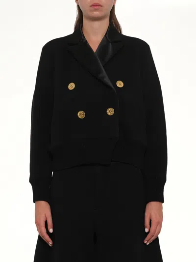 Sacai Cotton Cashmere Knit Jacket In Black