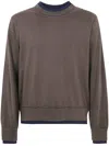 Sacai Cashmere Cotton Knit Pullover In Brown