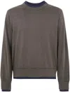 Sacai Cashmere Cotton Knit Pullover In Brown