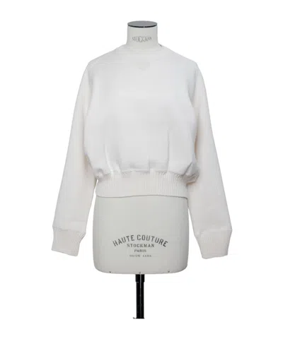 Sacai Cotton Cashmere Knit Pullover In White
