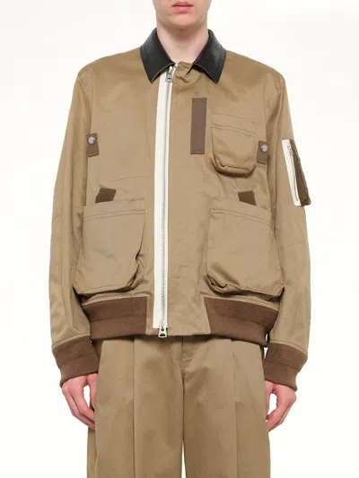 Sacai Cotton Chino Blouson In Beige